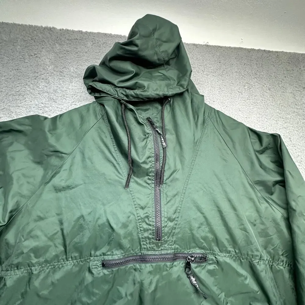 Vintage Old Navy Anorak Windbreaker Hoodie Jacket Mens XL Green 1/4 Zip